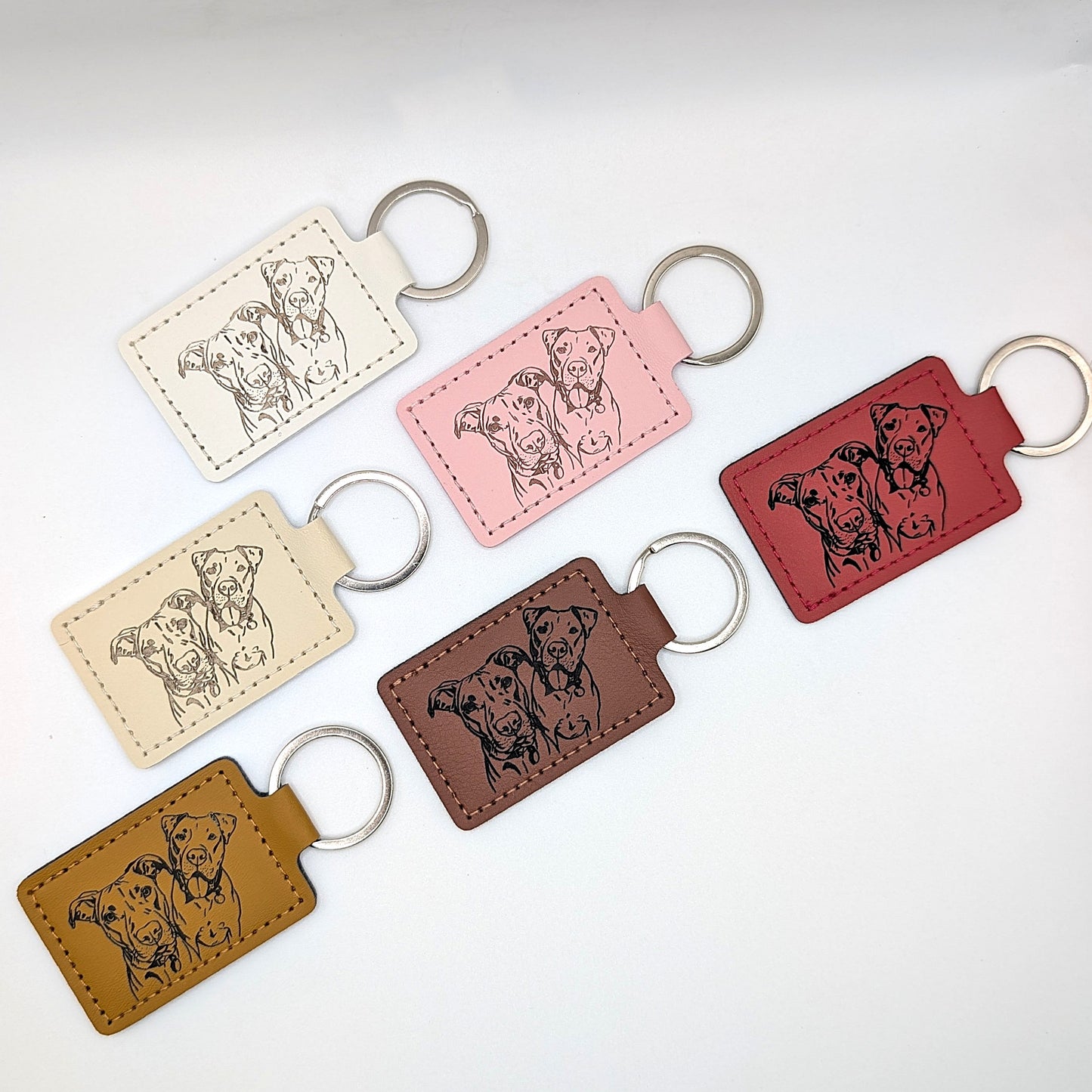Custom Engraved Faux Leather Keychain