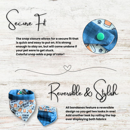 Drinking Buddy Dog Bandana – Reversible Snap-On Style