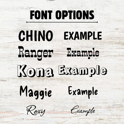 Comparison of different font styles on a light wood background