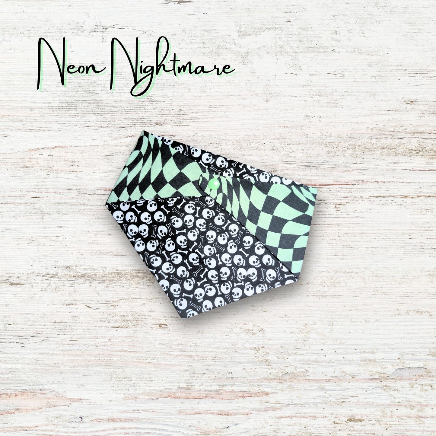 Skull and Bones Pet Bandana – Reversible Snap-On Style