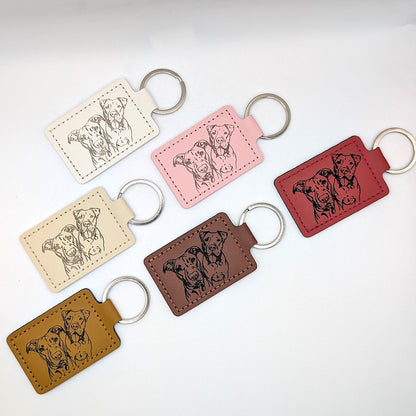 Custom Engraved Faux Leather Keychain