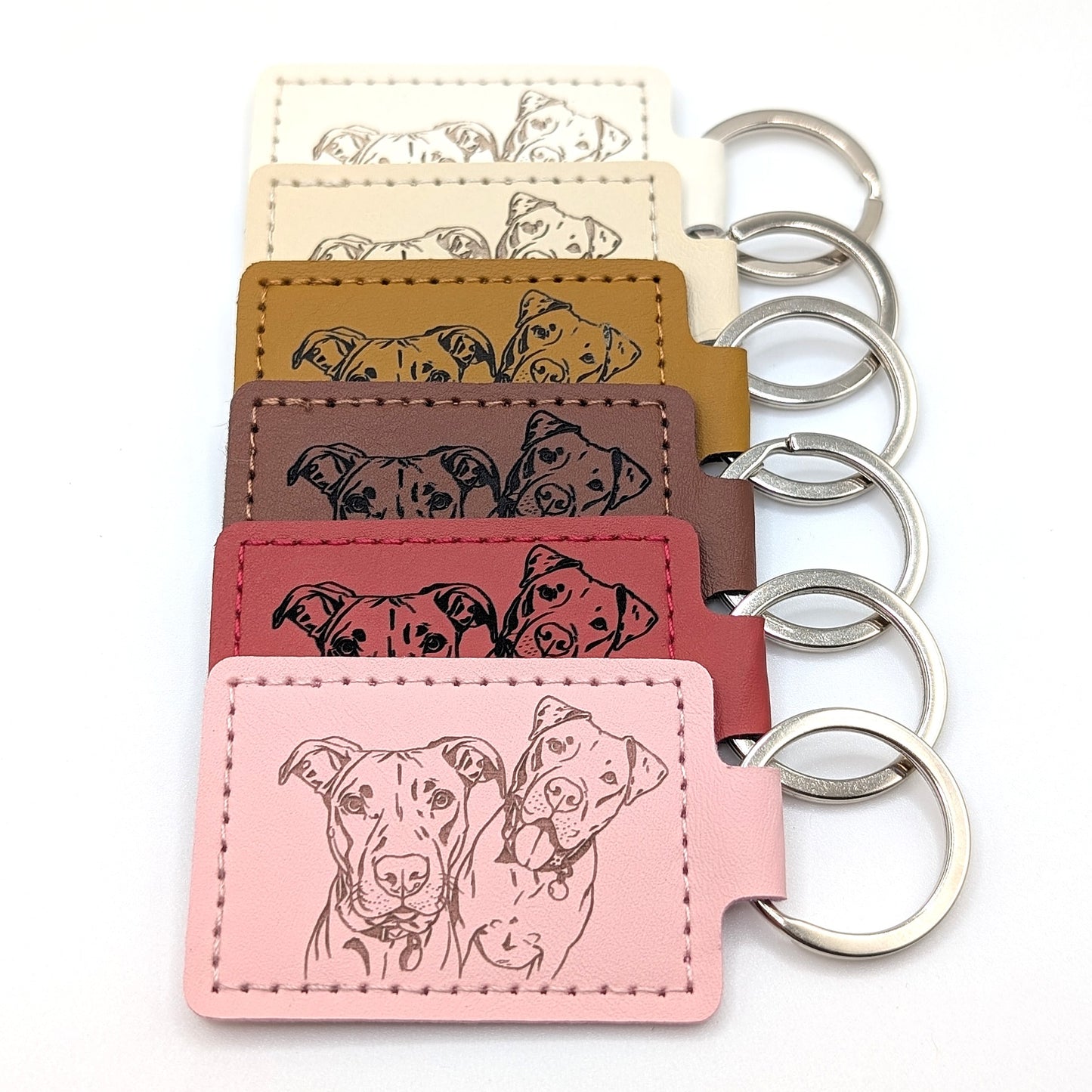 Custom Engraved Faux Leather Keychain