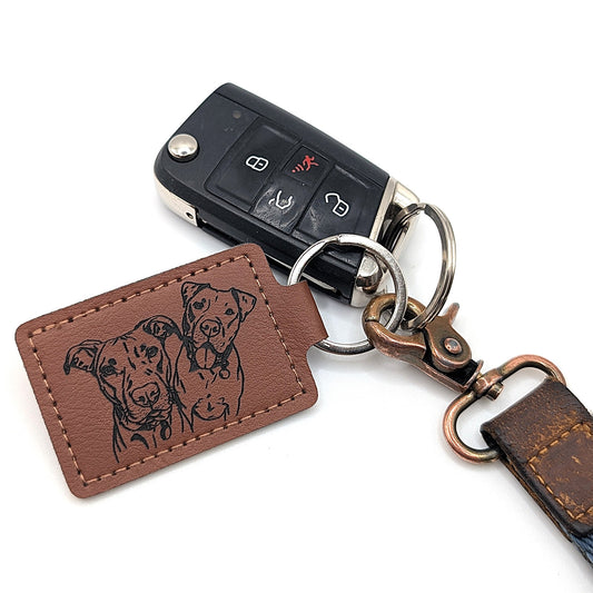 Custom Engraved Faux Leather Keychain