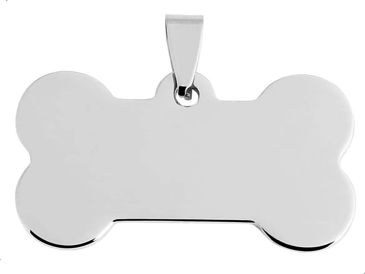 Silver bone-shaped pendant on a white background