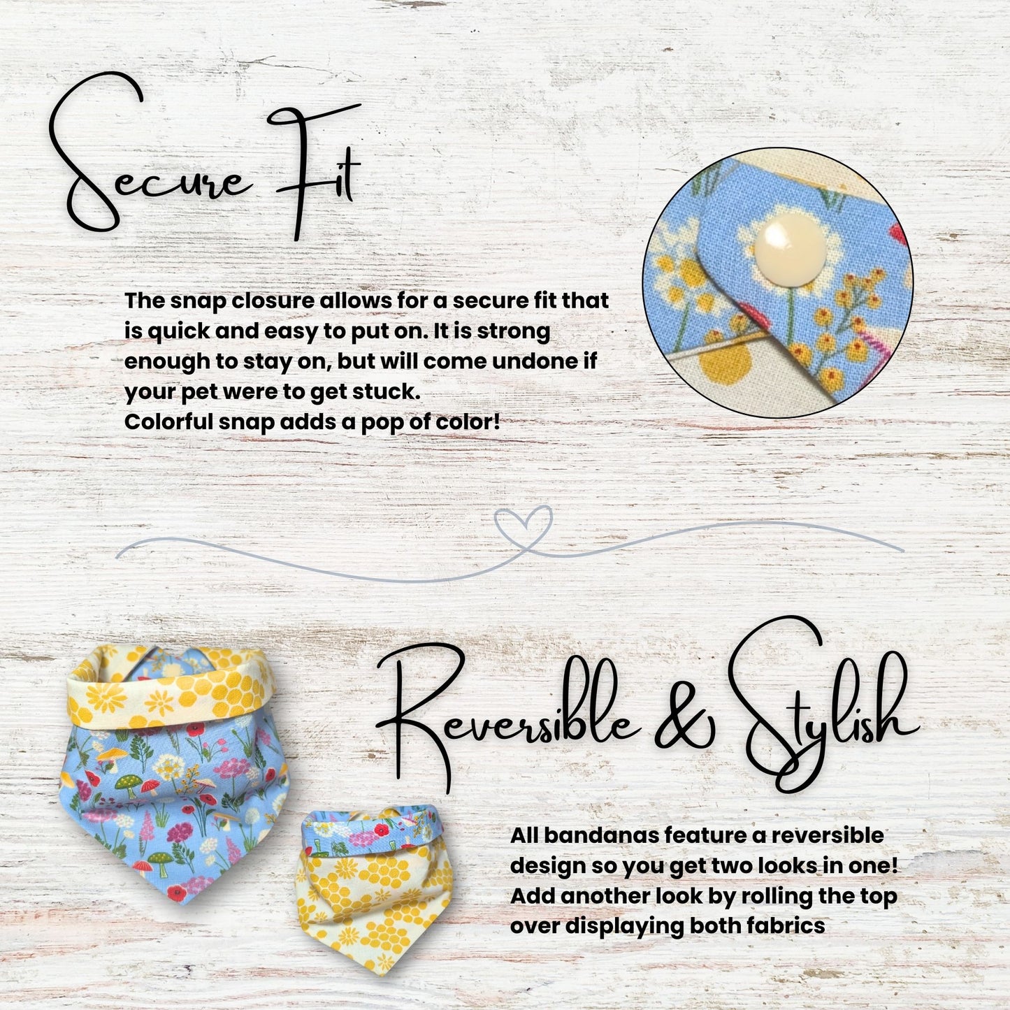 Whimsical Magic Garden Pet Bandana – Reversible Snap-On Style