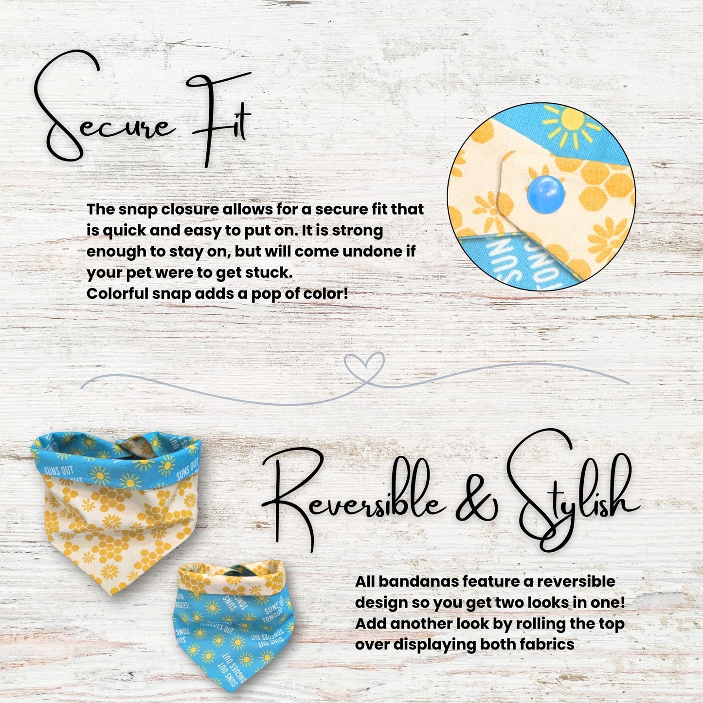 Suns Out Tongues Out Pet Bandana – Reversible Snap-On Style
