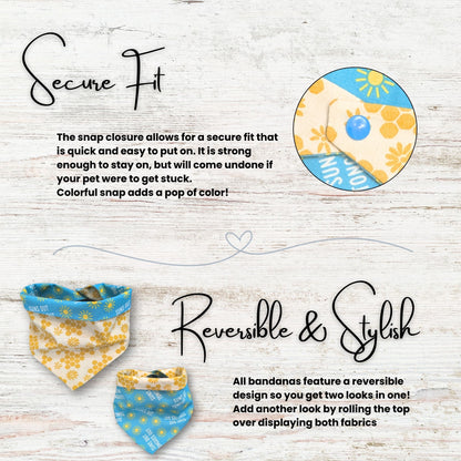 Suns Out Tongues Out Pet Bandana – Reversible Snap-On Style